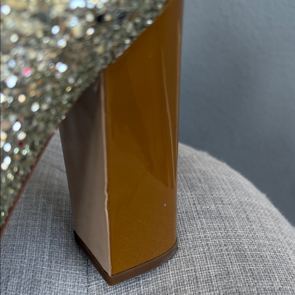 Miu Miu Gold Glitter Mary Jane Block Heels – Size 37.5 - Picture 7 of 15